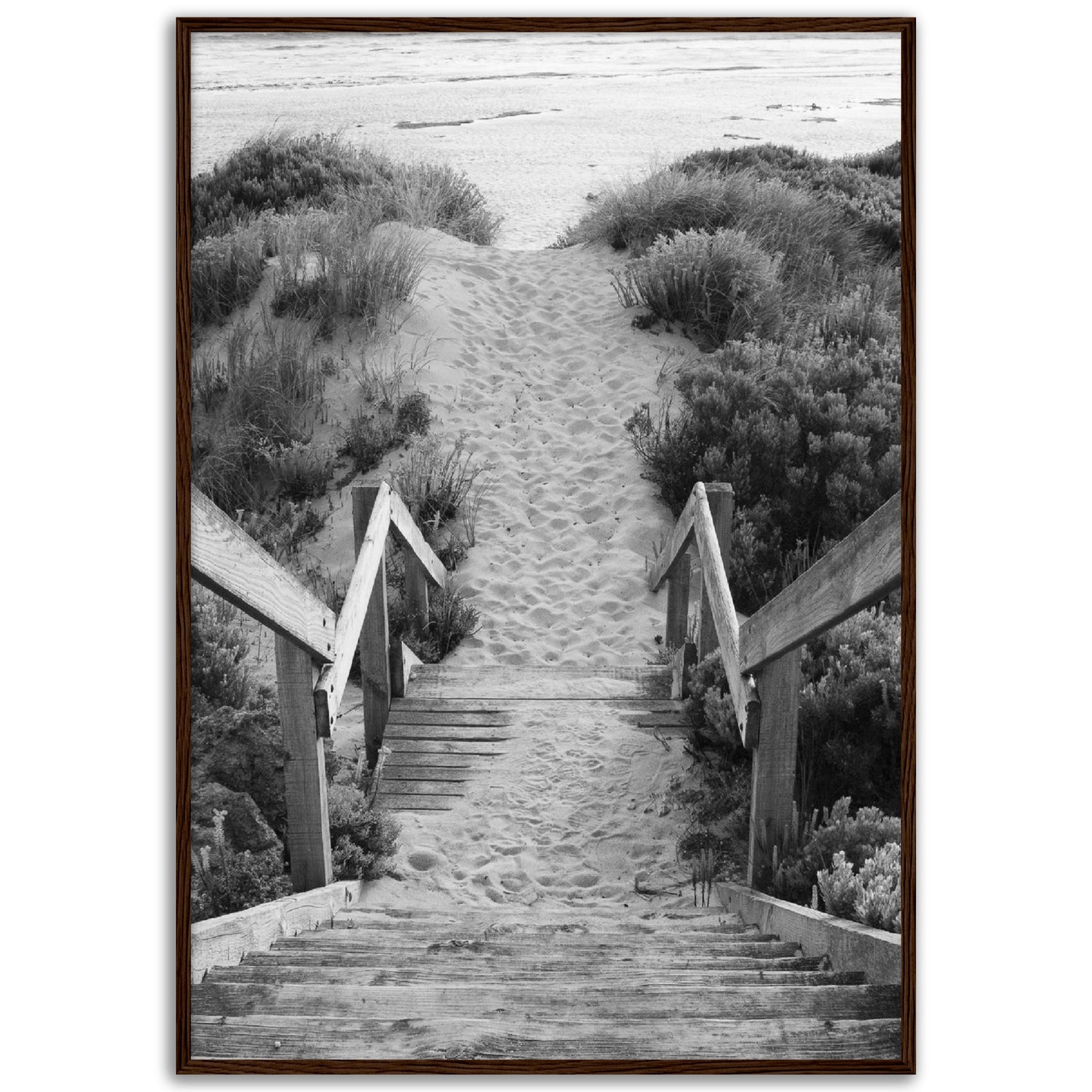 Black & White Beach Staircase Print