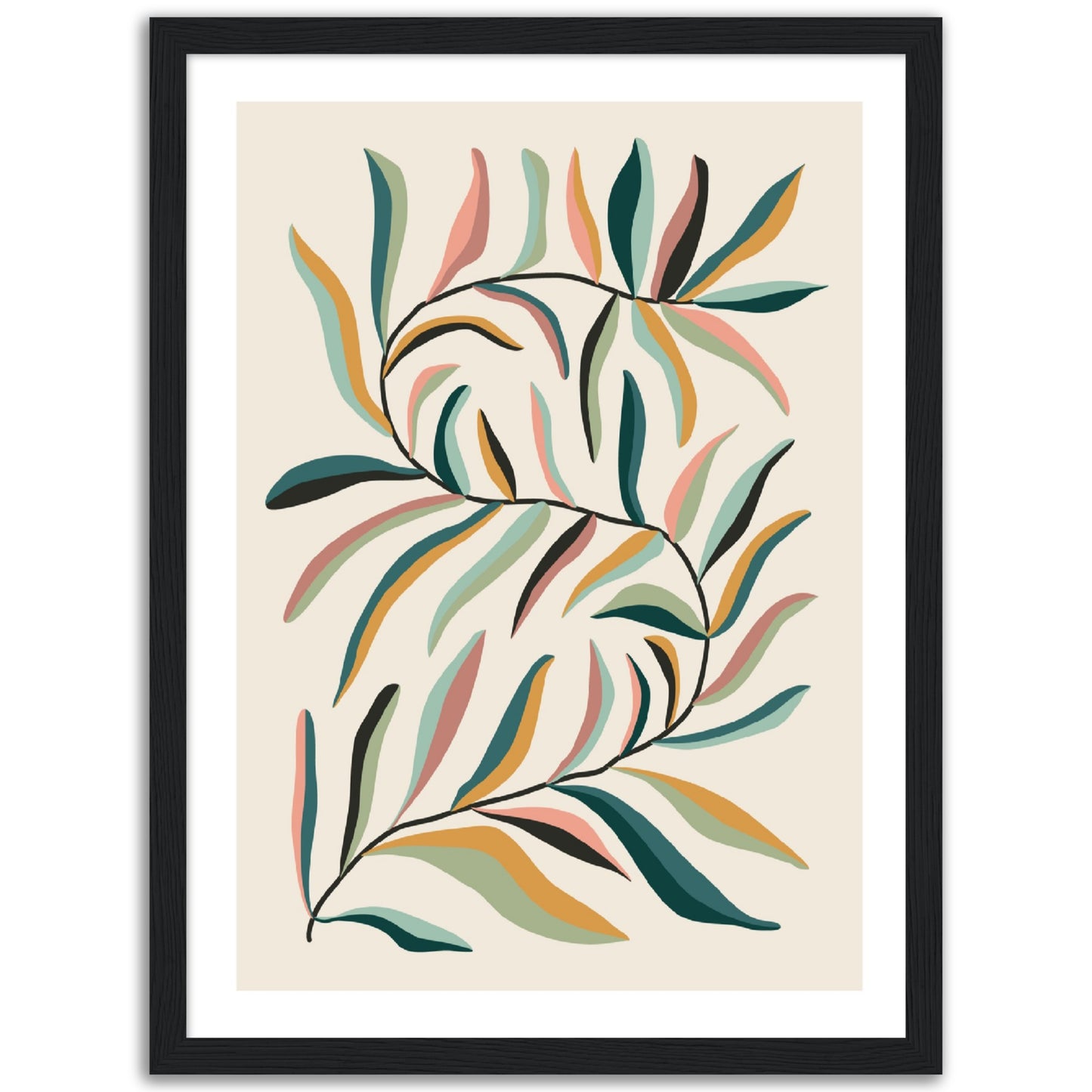 Abstract Rainbow Leaves Print, No3