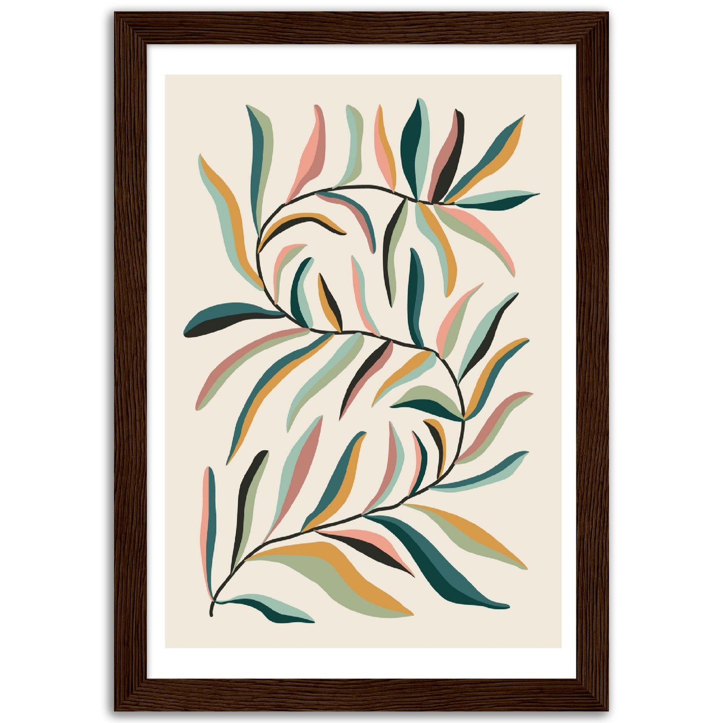 Abstract Rainbow Leaves Print, No3