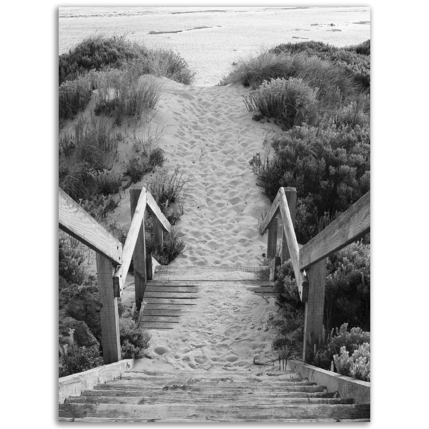 Black & White Beach Staircase Print