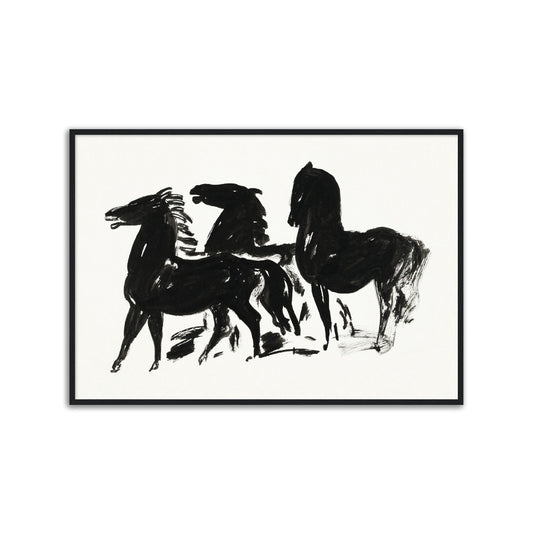 Three Black Horses Print