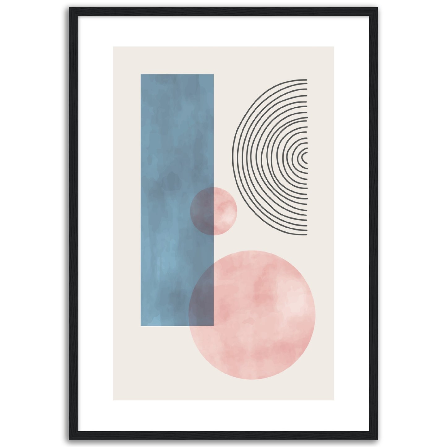 Modern Abstract Pink & Blue Shapes Print, No3