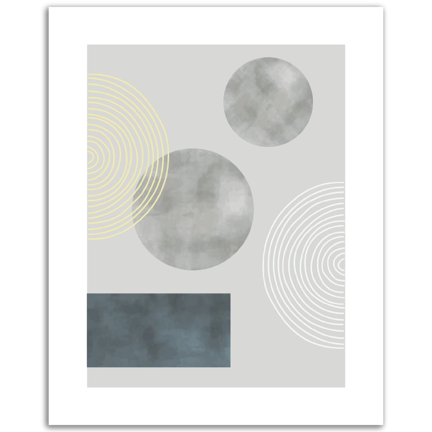 Modern Abstract Grey Shapes Print, No3