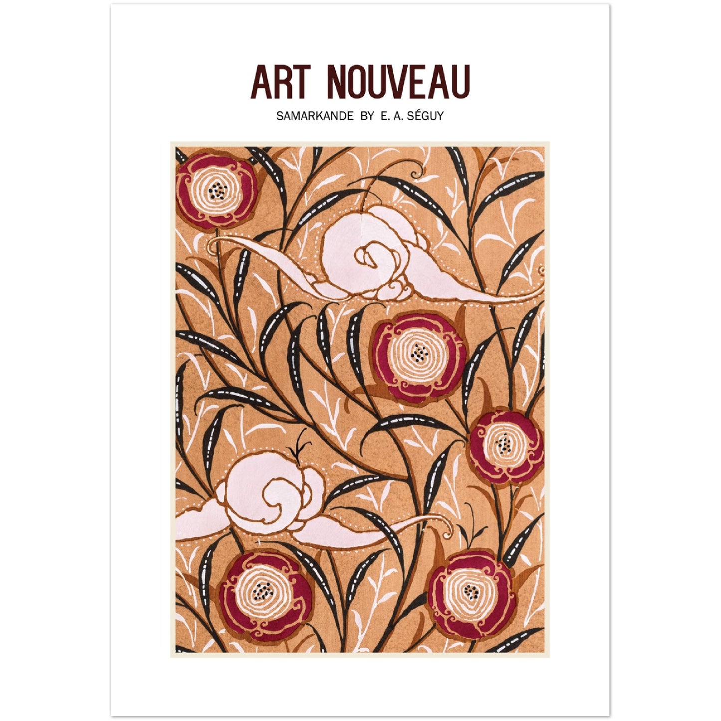 Art Nouveau Orange Flower Pochoir Print
