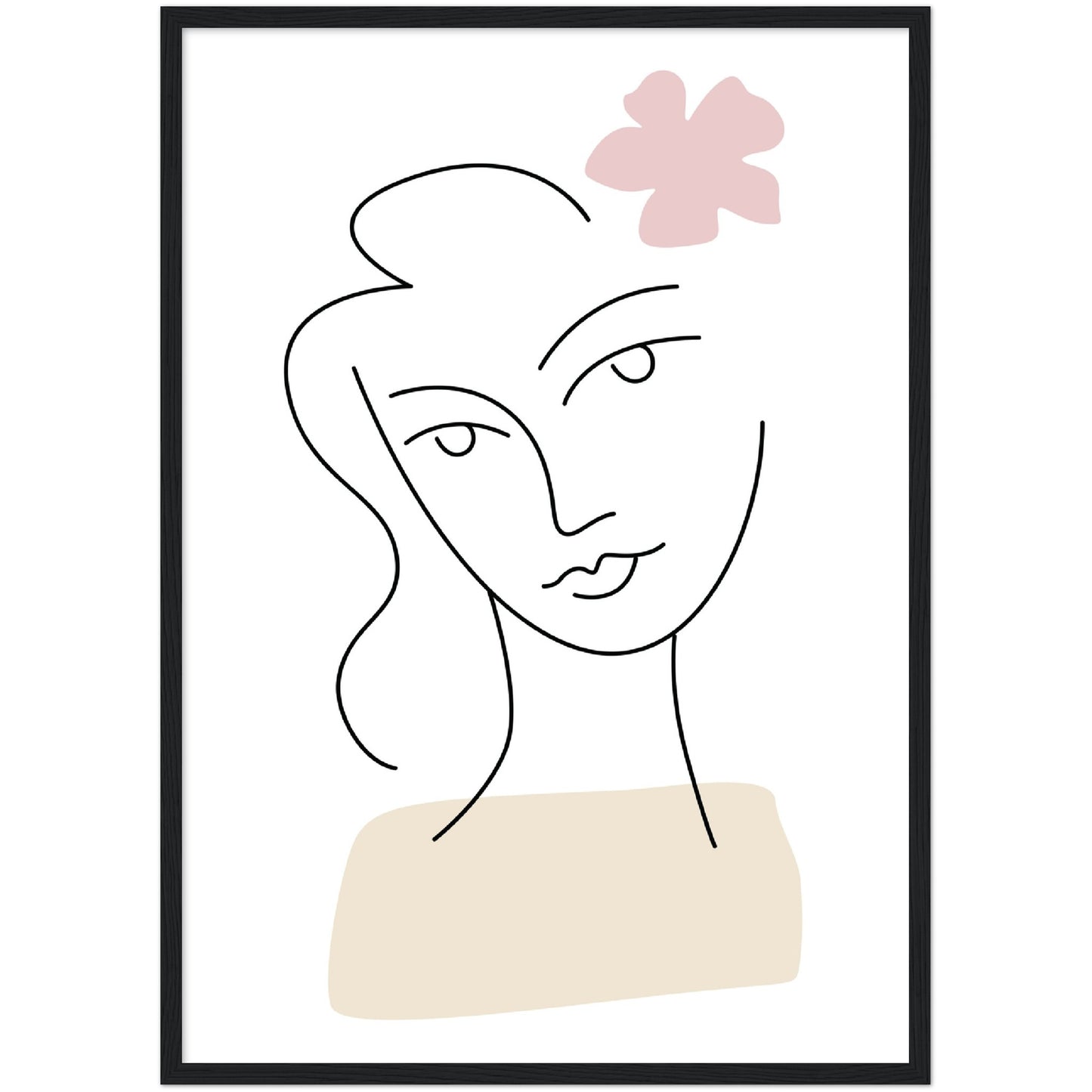 Lady With a Flower Line Art Print