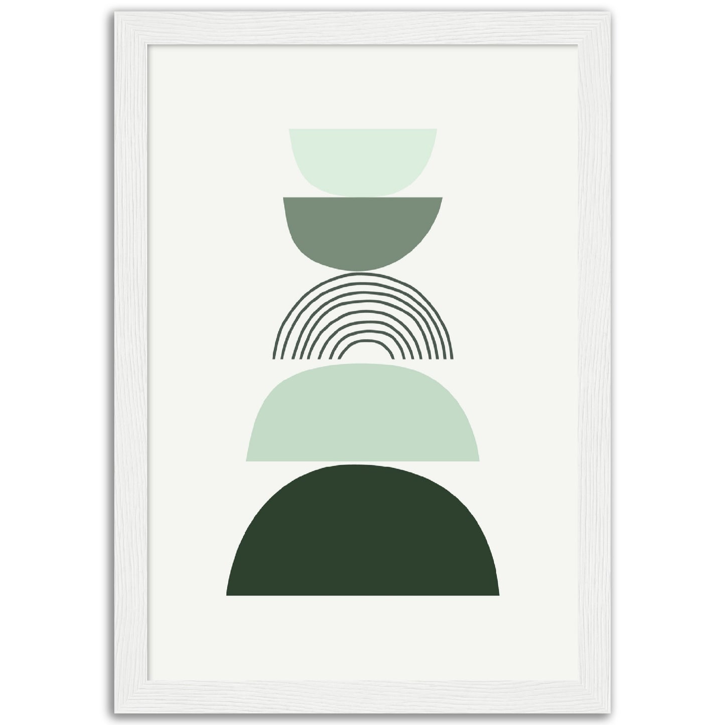 Pastel Green Modern Abstract Shapes Print, No4