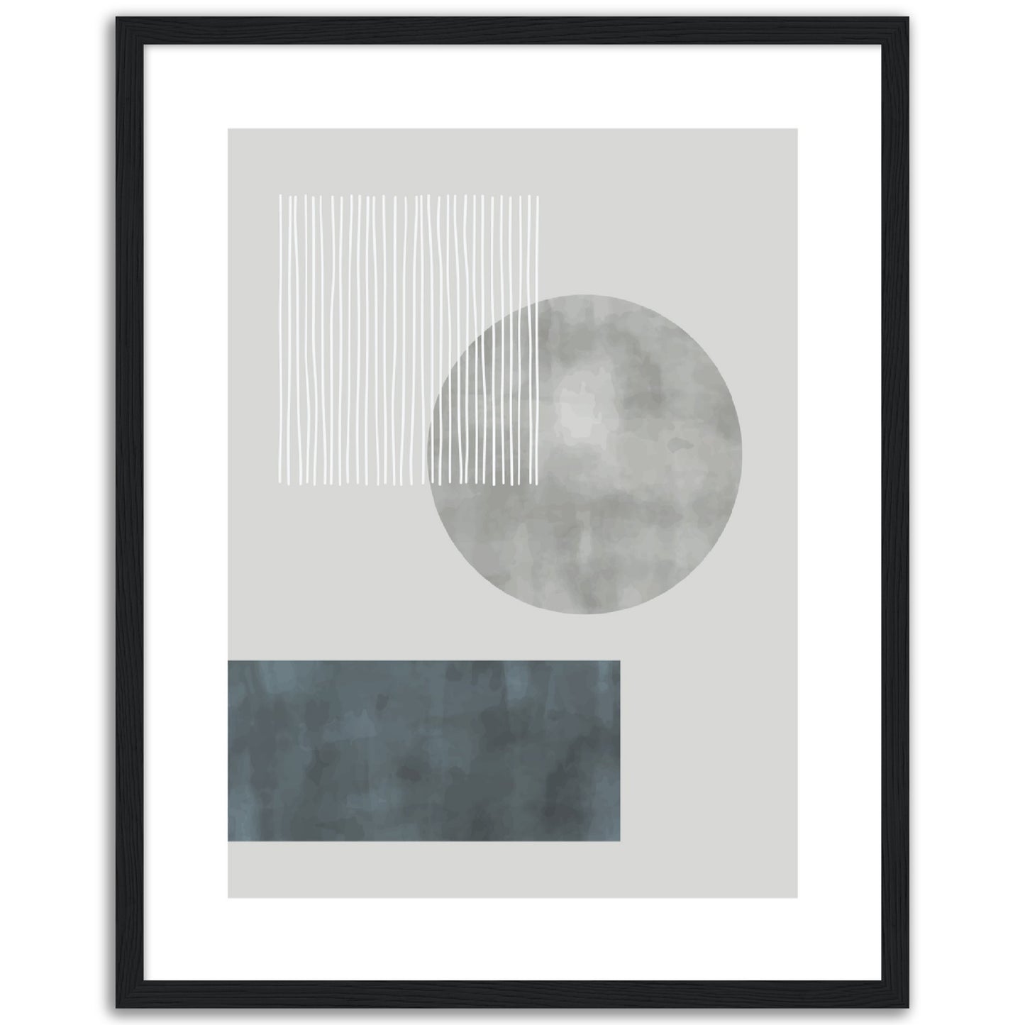 Modern Abstract Grey Shapes Print, No2