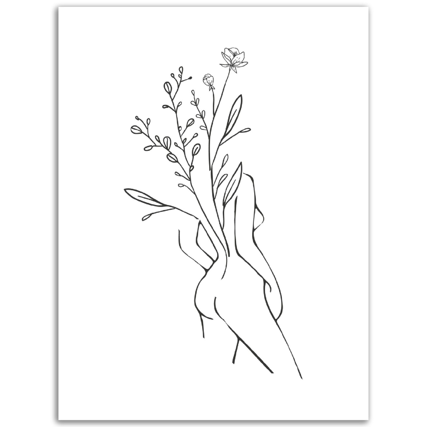 Botanical Woman Line Art Print, No7