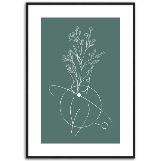 Botanical Woman Line Art Print, No3