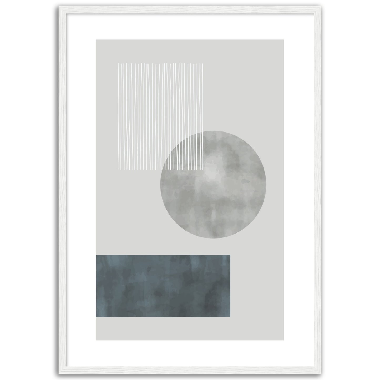 Modern Abstract Grey Shapes Print, No2