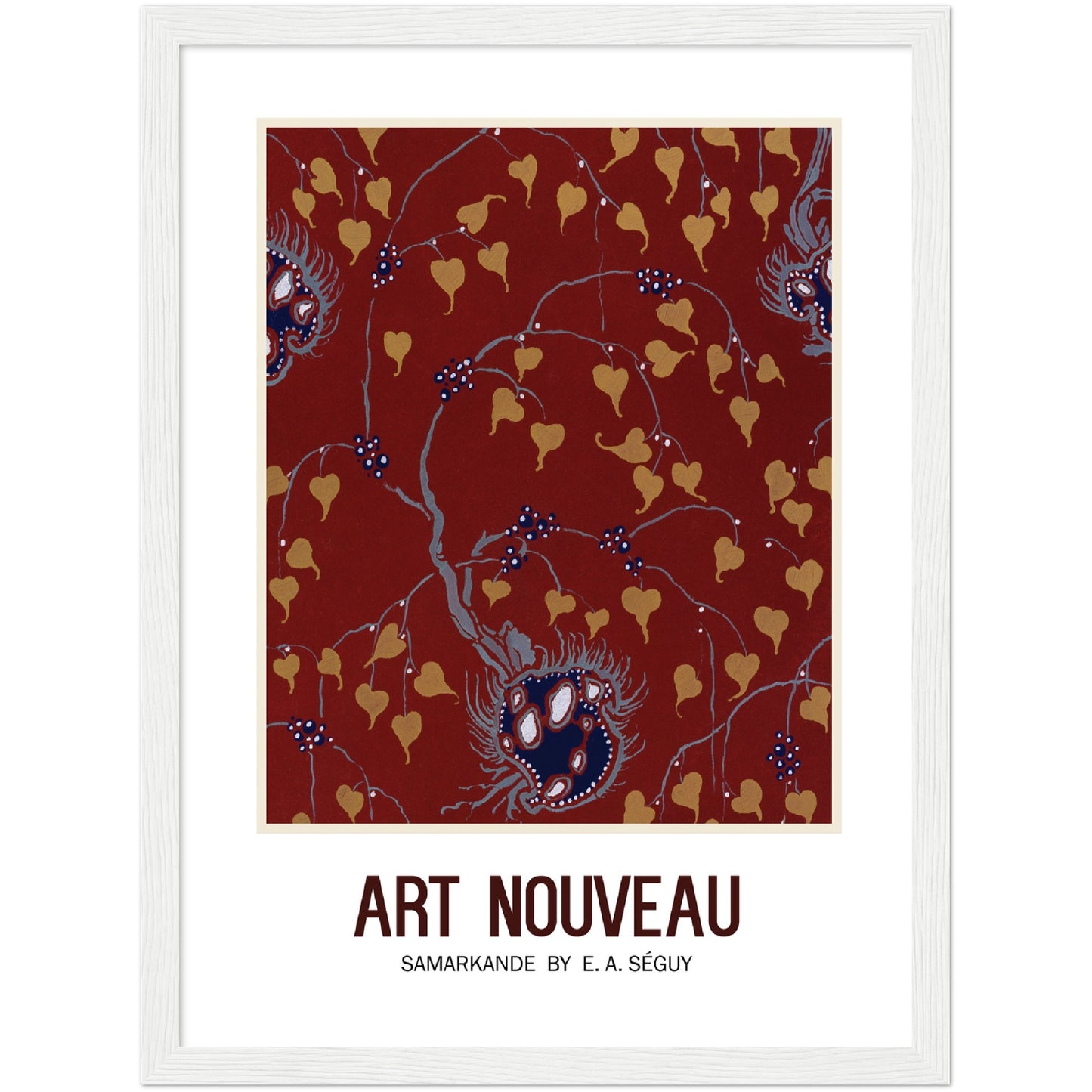 Art Nouveau Maroon Flower Pochoir Print