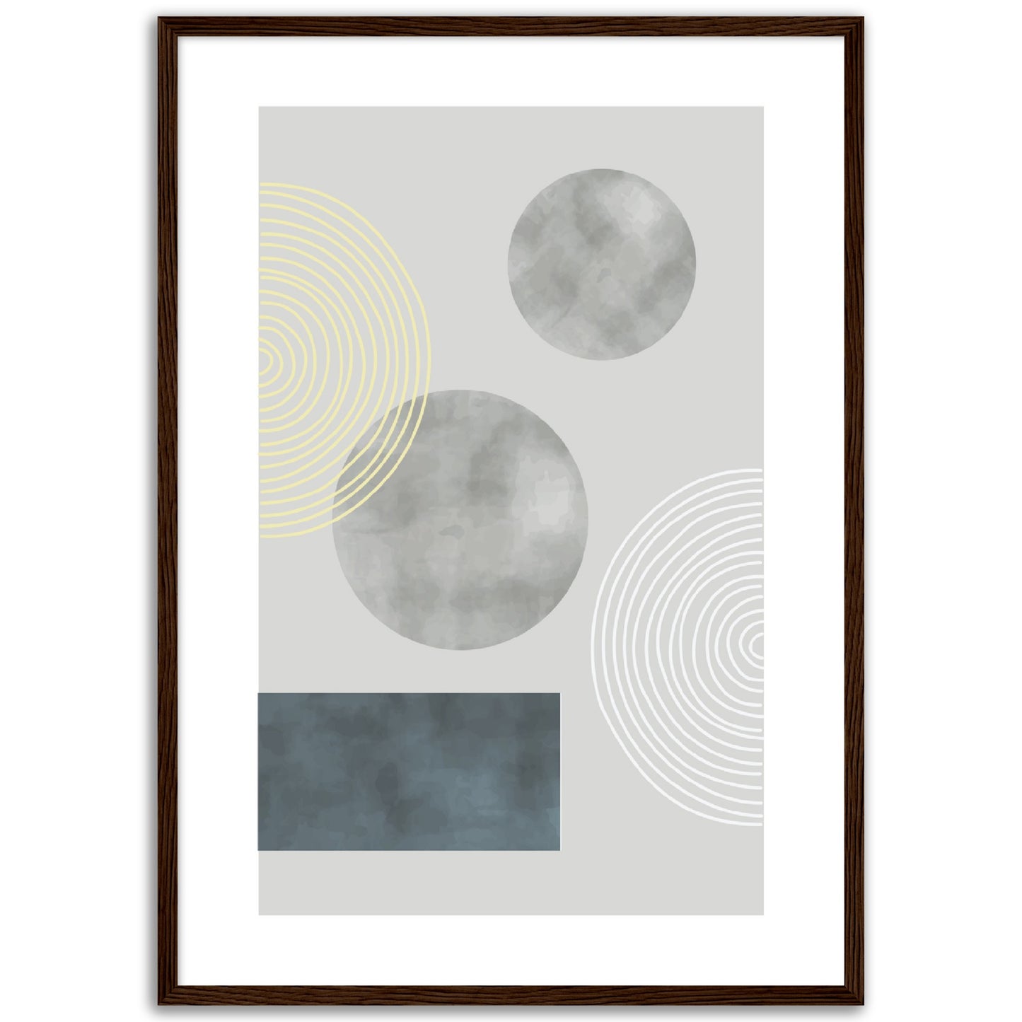Modern Abstract Grey Shapes Print, No3