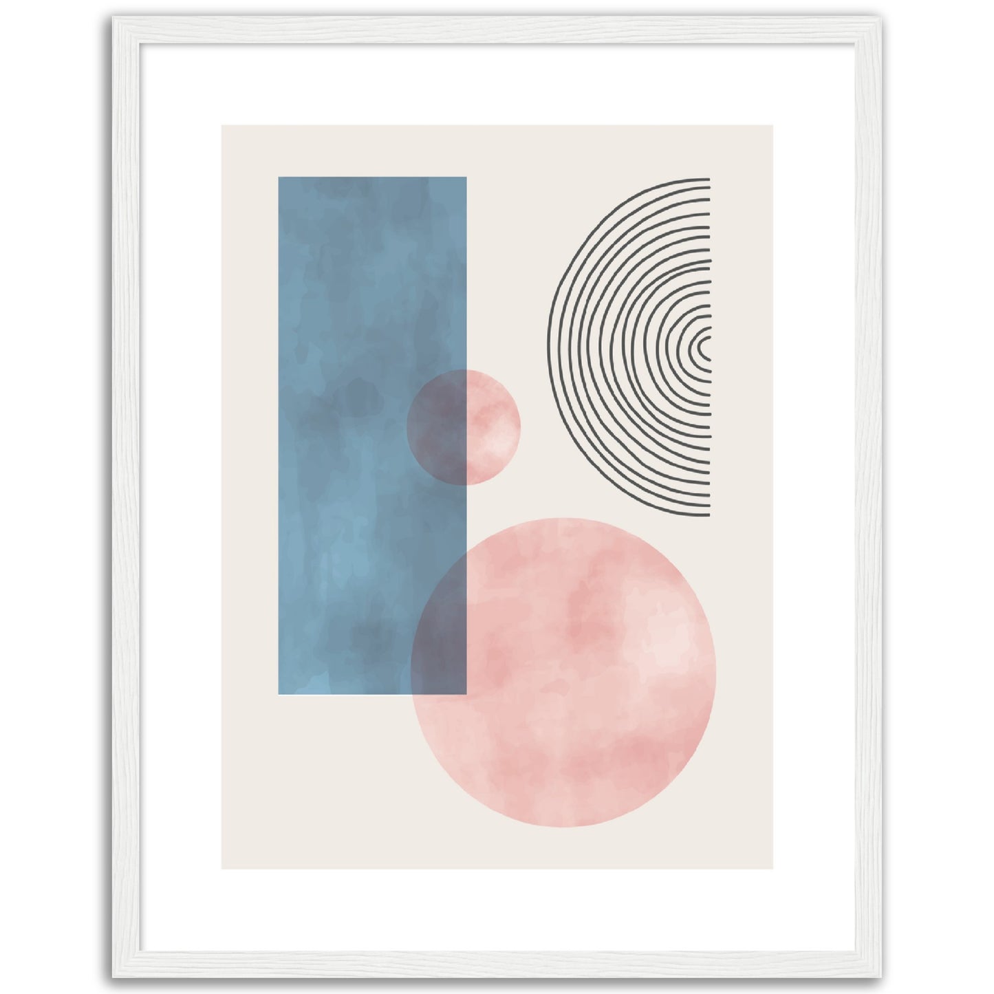 Modern Abstract Pink & Blue Shapes Print, No3