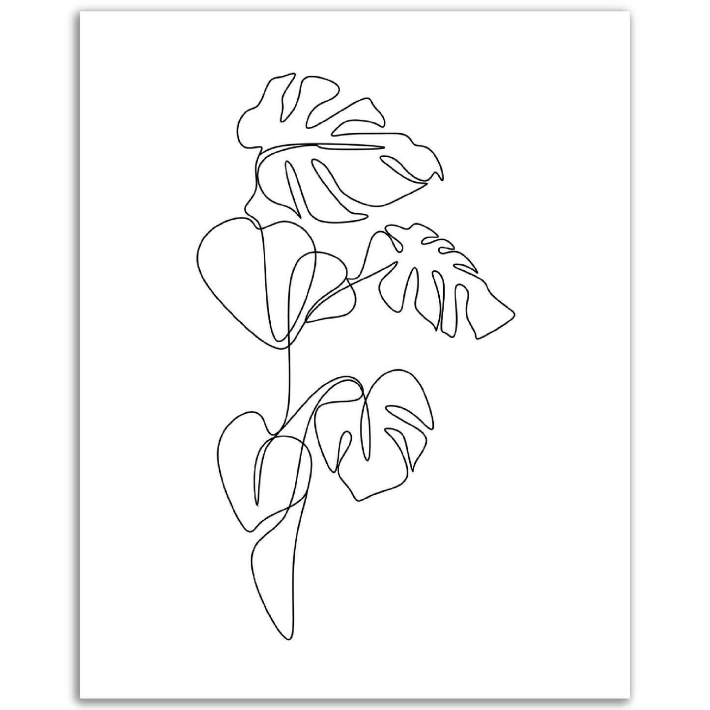 Monstera Leaf Line Art Print, No1