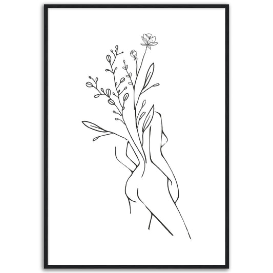 Botanical Woman Line Art Print, No7