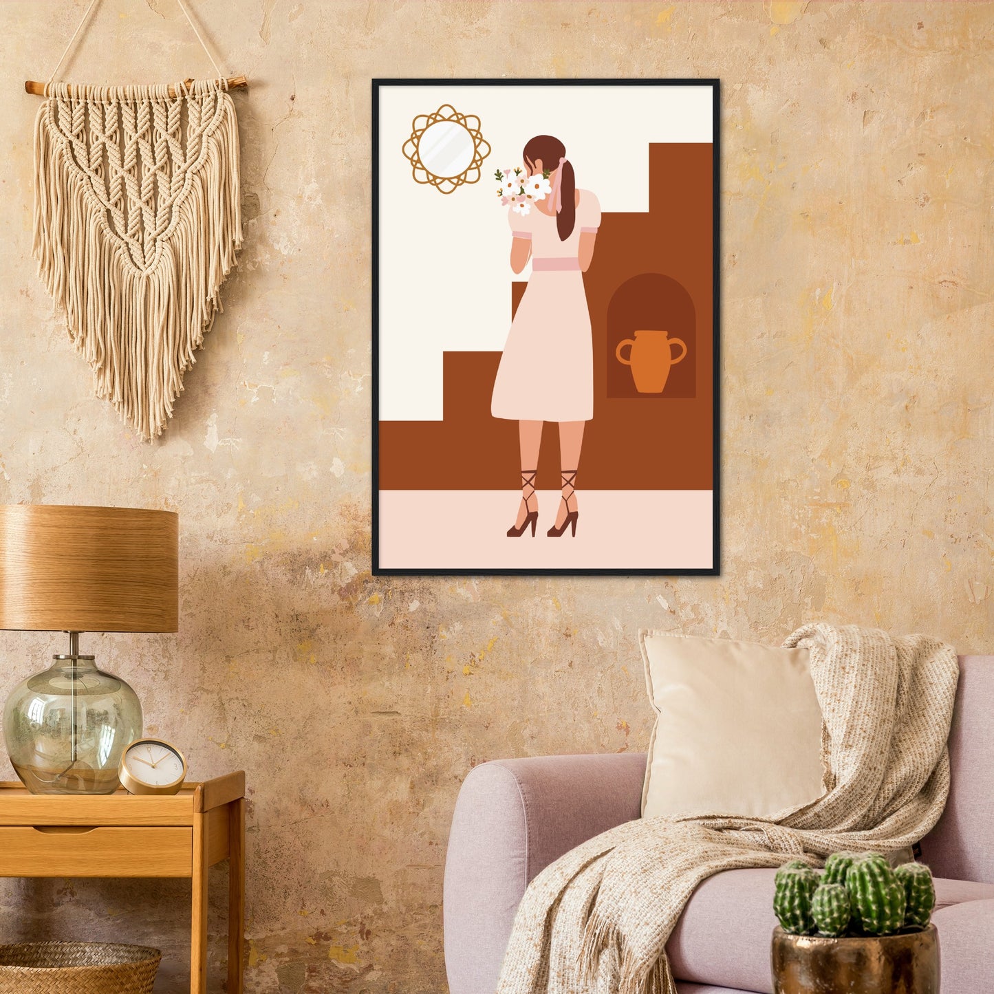 Modern Abstract Girl With Flowers Print, No2