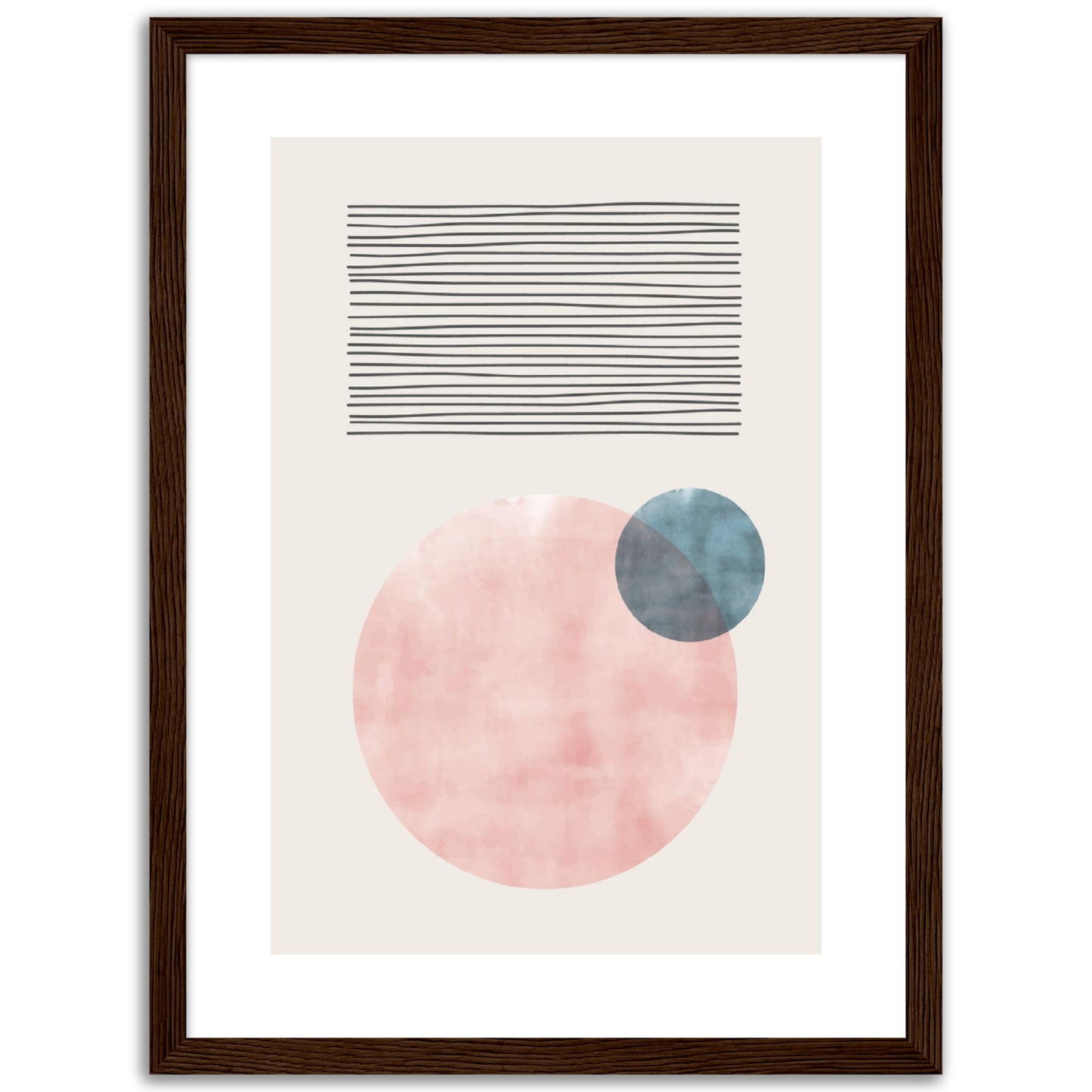 Modern Abstract Pink & Blue Shapes Print, No1