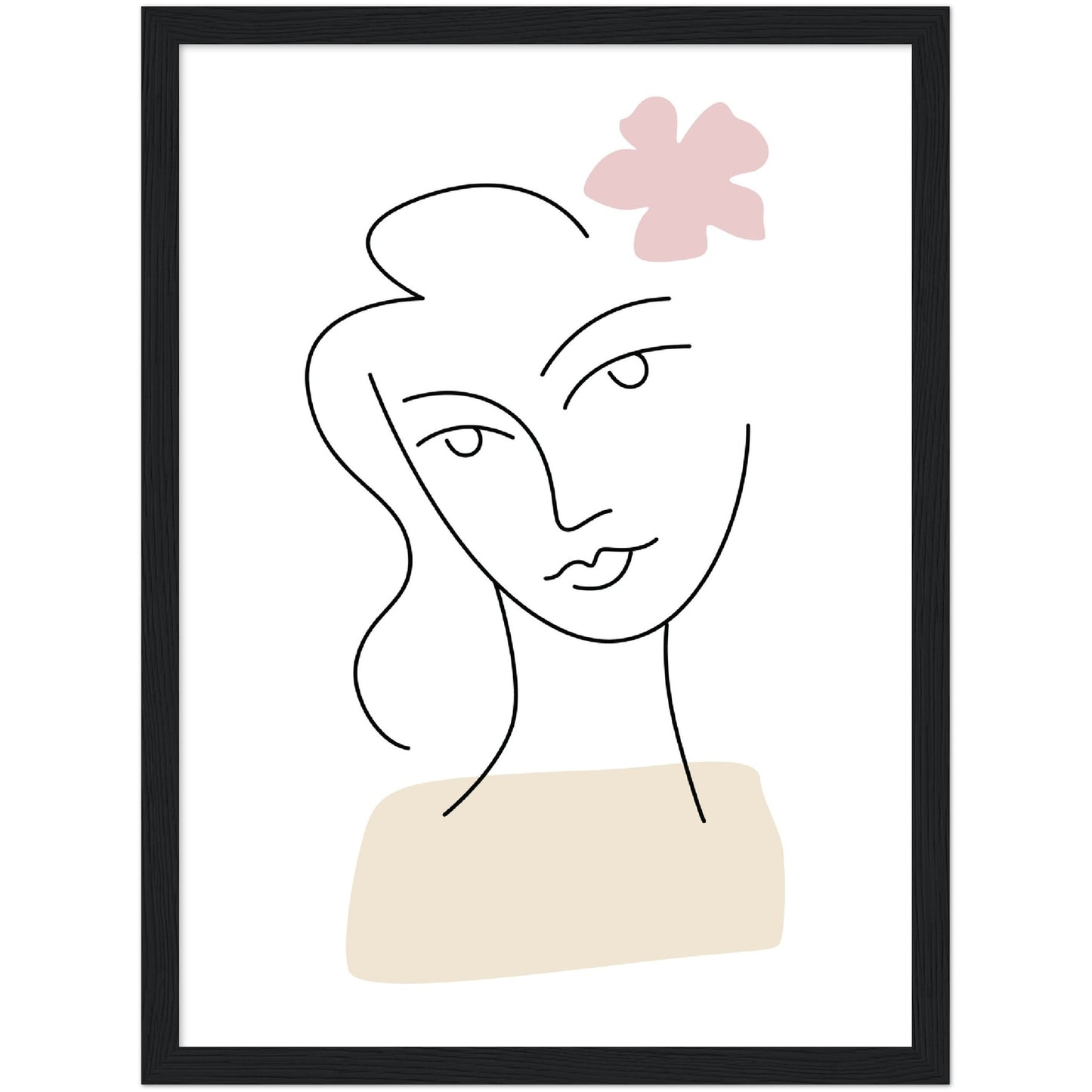 Lady With a Flower Line Art Print
