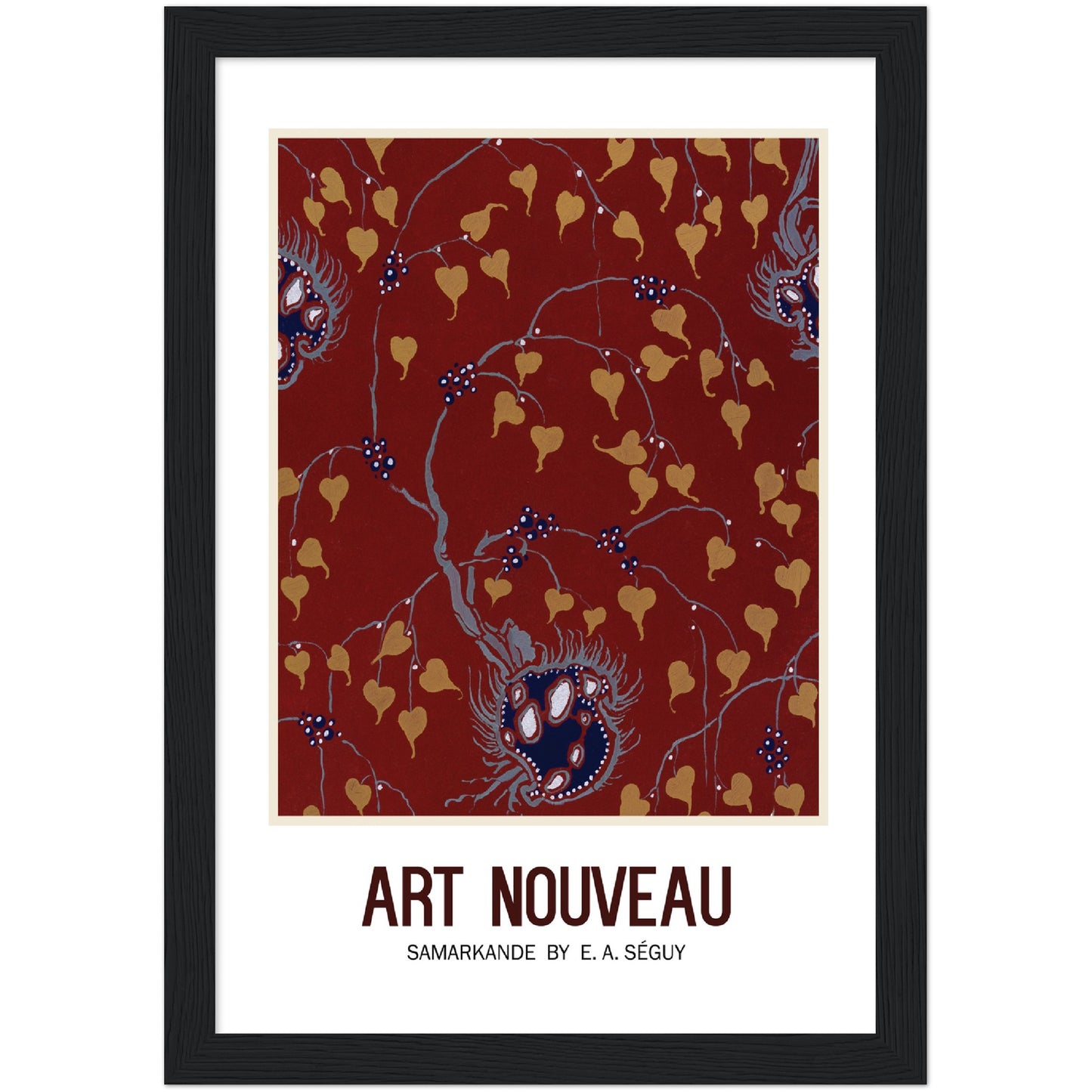 Art Nouveau Maroon Flower Pochoir Print