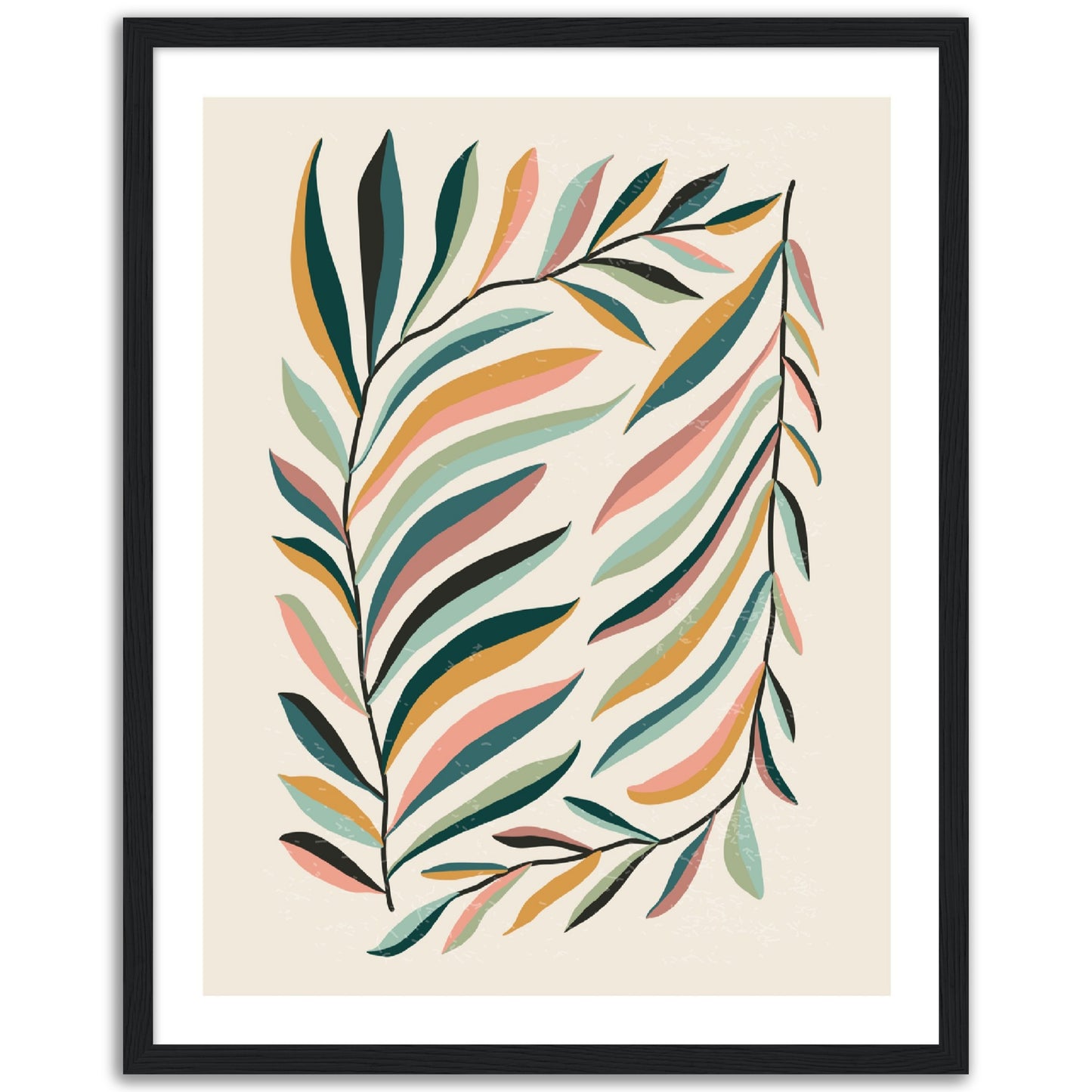 Abstract Rainbow Leaves Print, No2