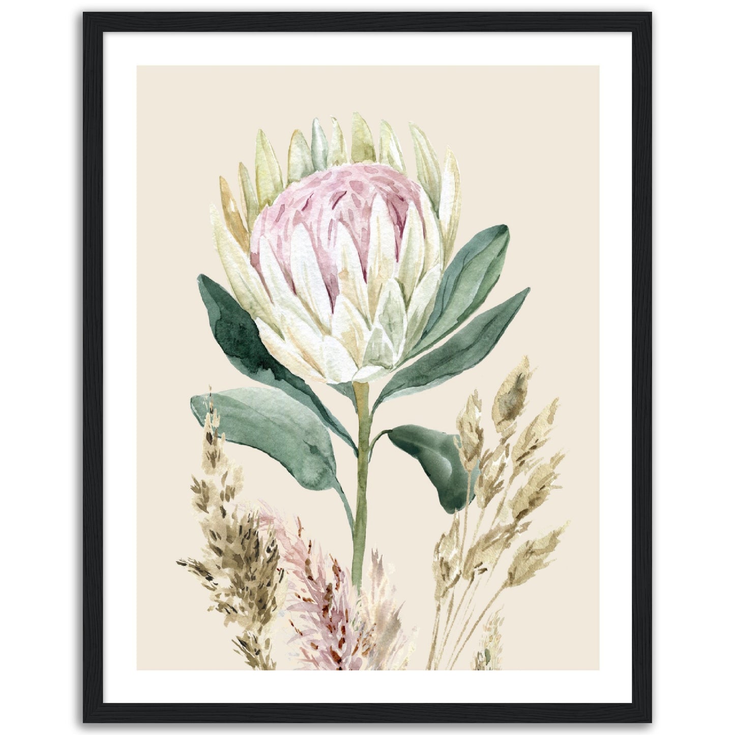 Boho Watercolour Protea Print