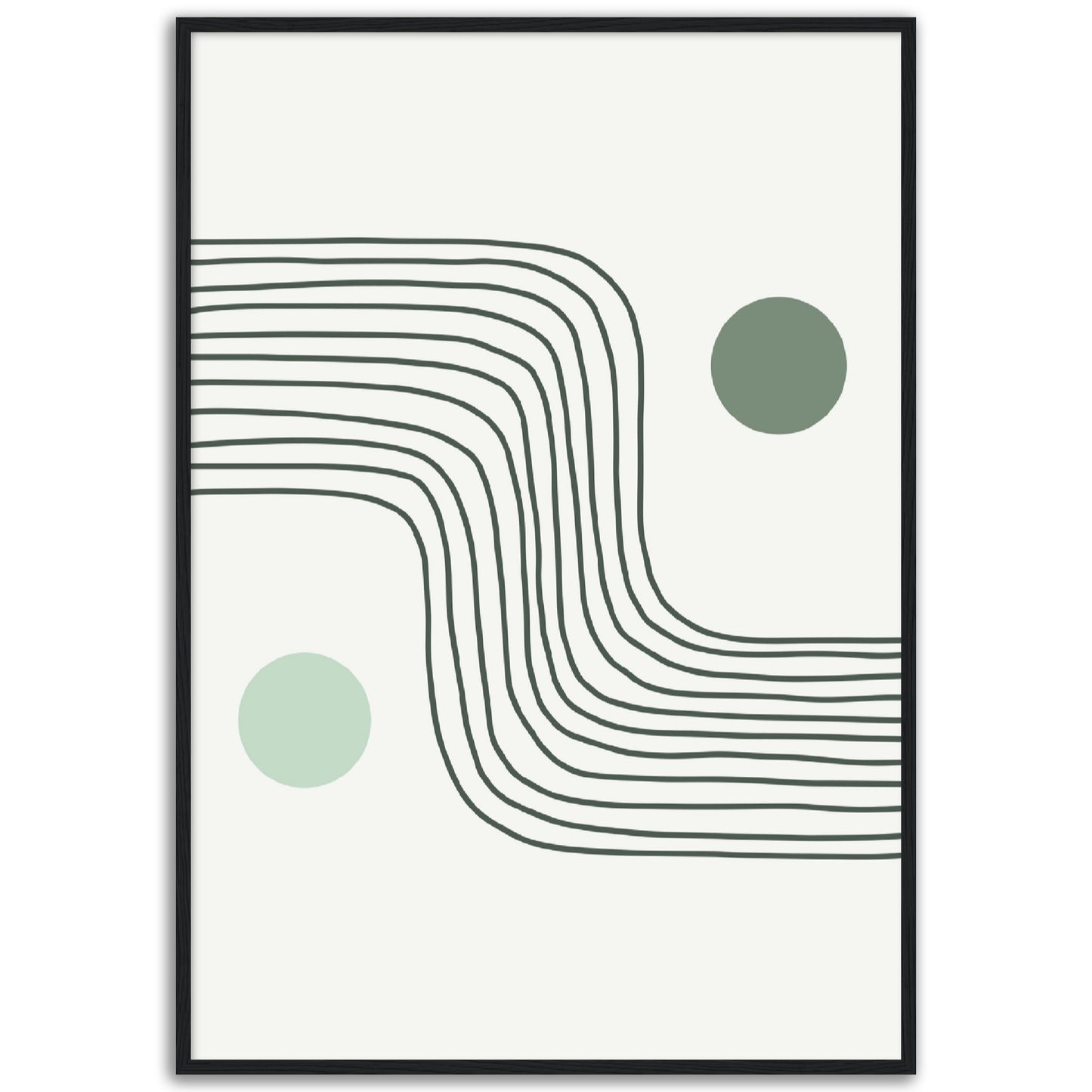 Pastel Green Modern Abstract Shapes Print, No2