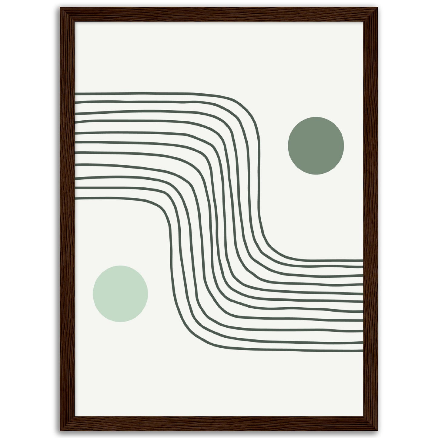 Pastel Green Modern Abstract Shapes Print, No2