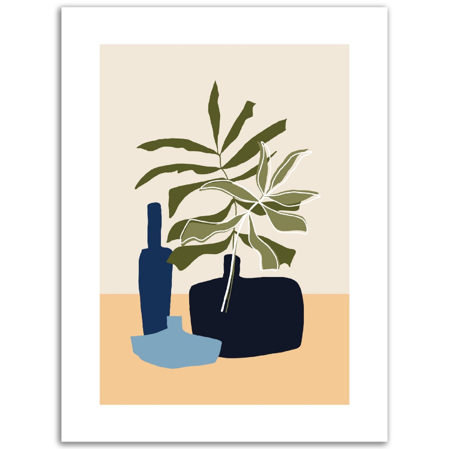 Boho Pots & Plants Abstract Print, No2