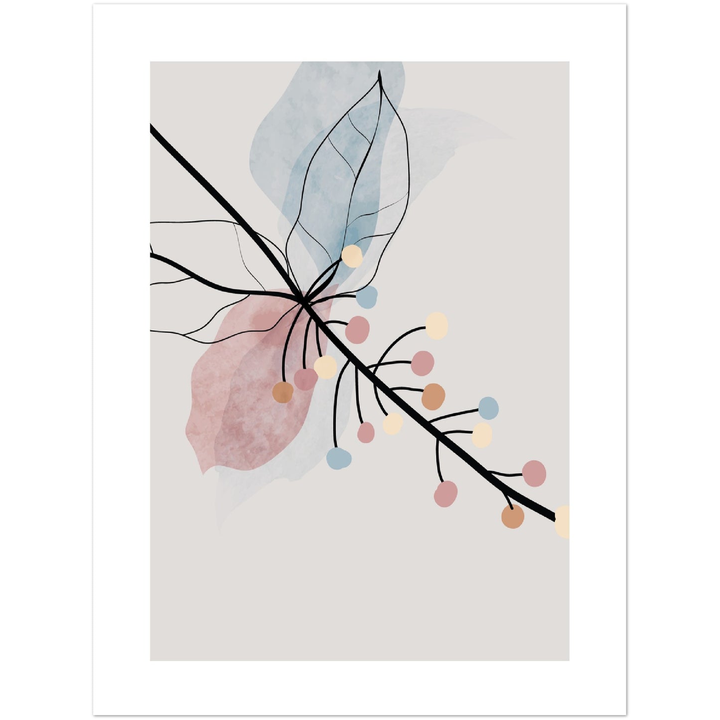 Abstract Watercolour Blossoms Print, No1