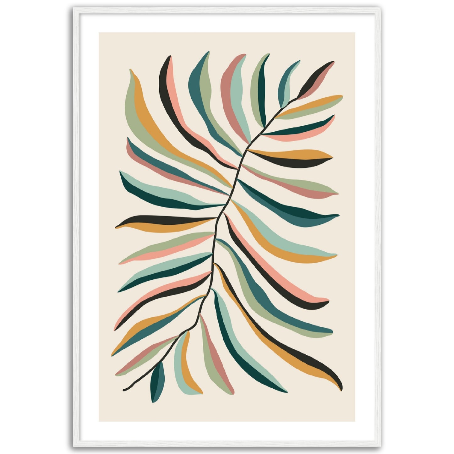Abstract Rainbow Leaves Print, No1