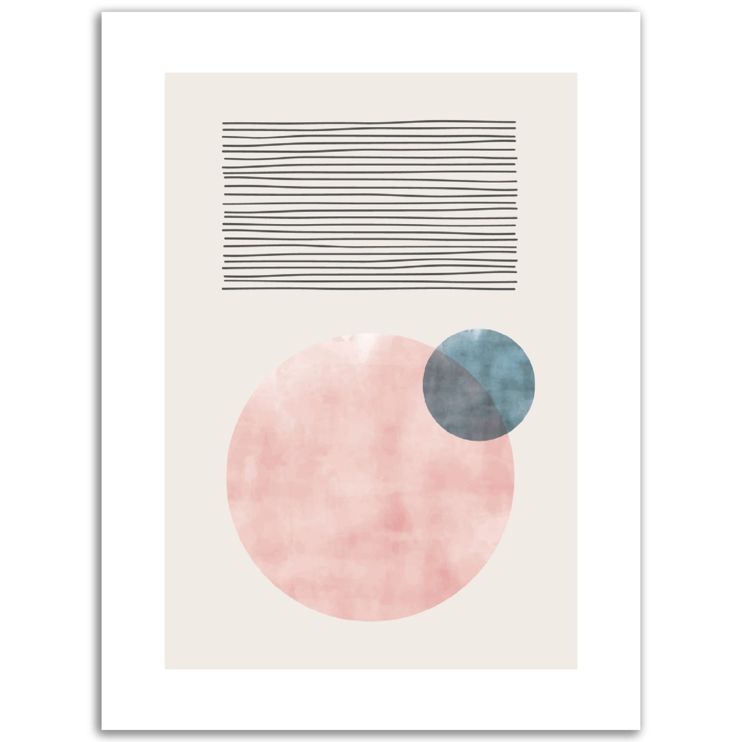 Modern Abstract Pink & Blue Shapes Print, No1
