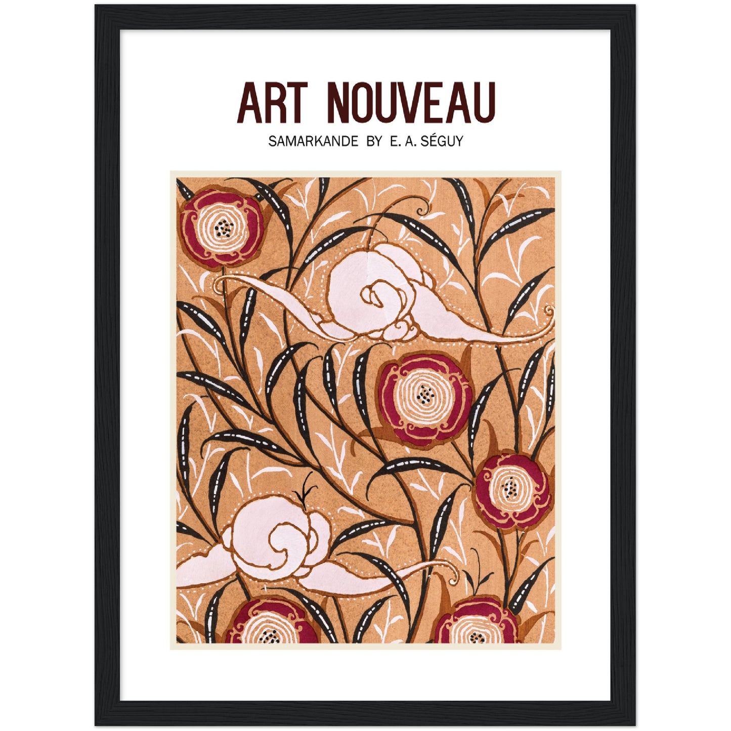 Art Nouveau Orange Flower Pochoir Print