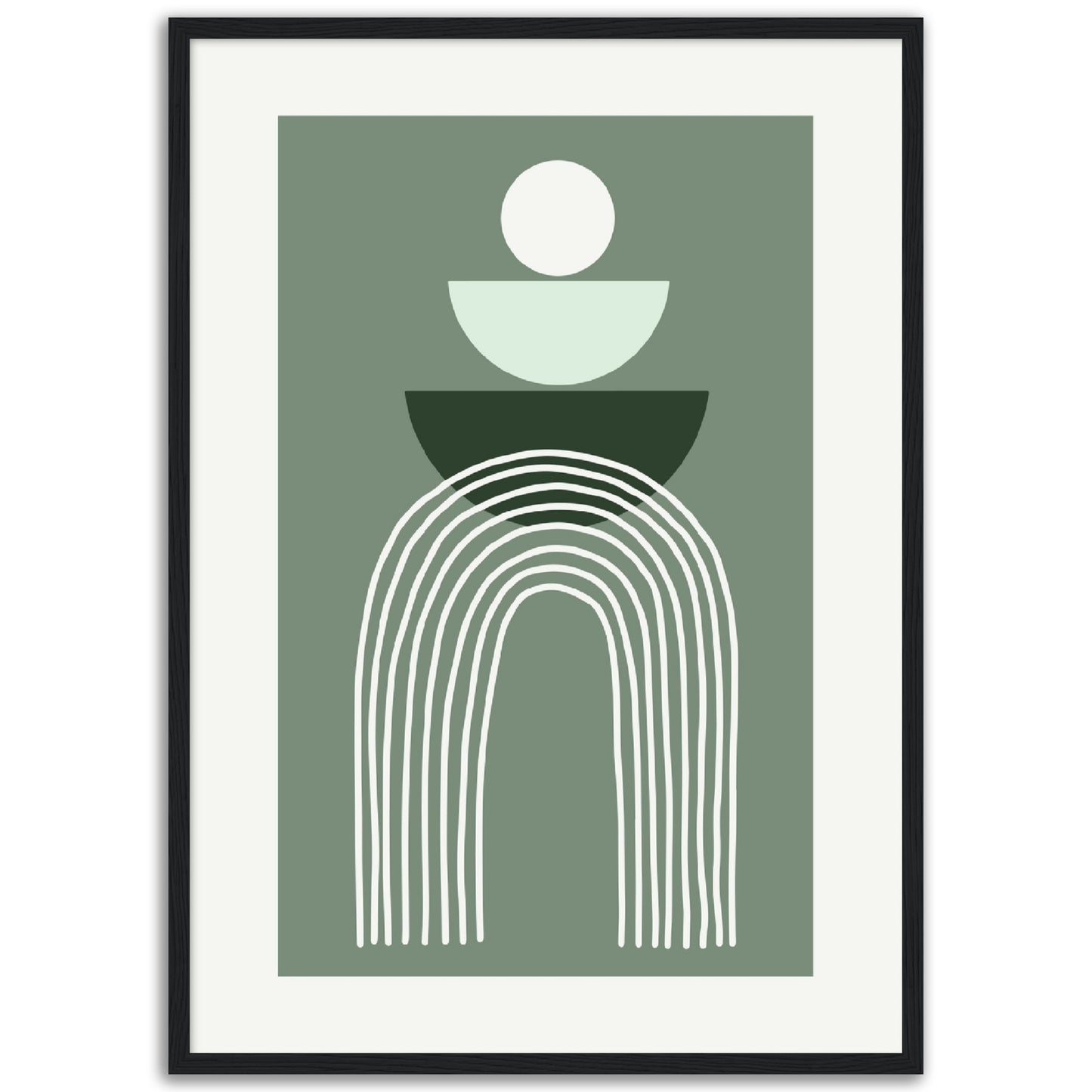 Pastel Green Modern Abstract Shapes Print, No1