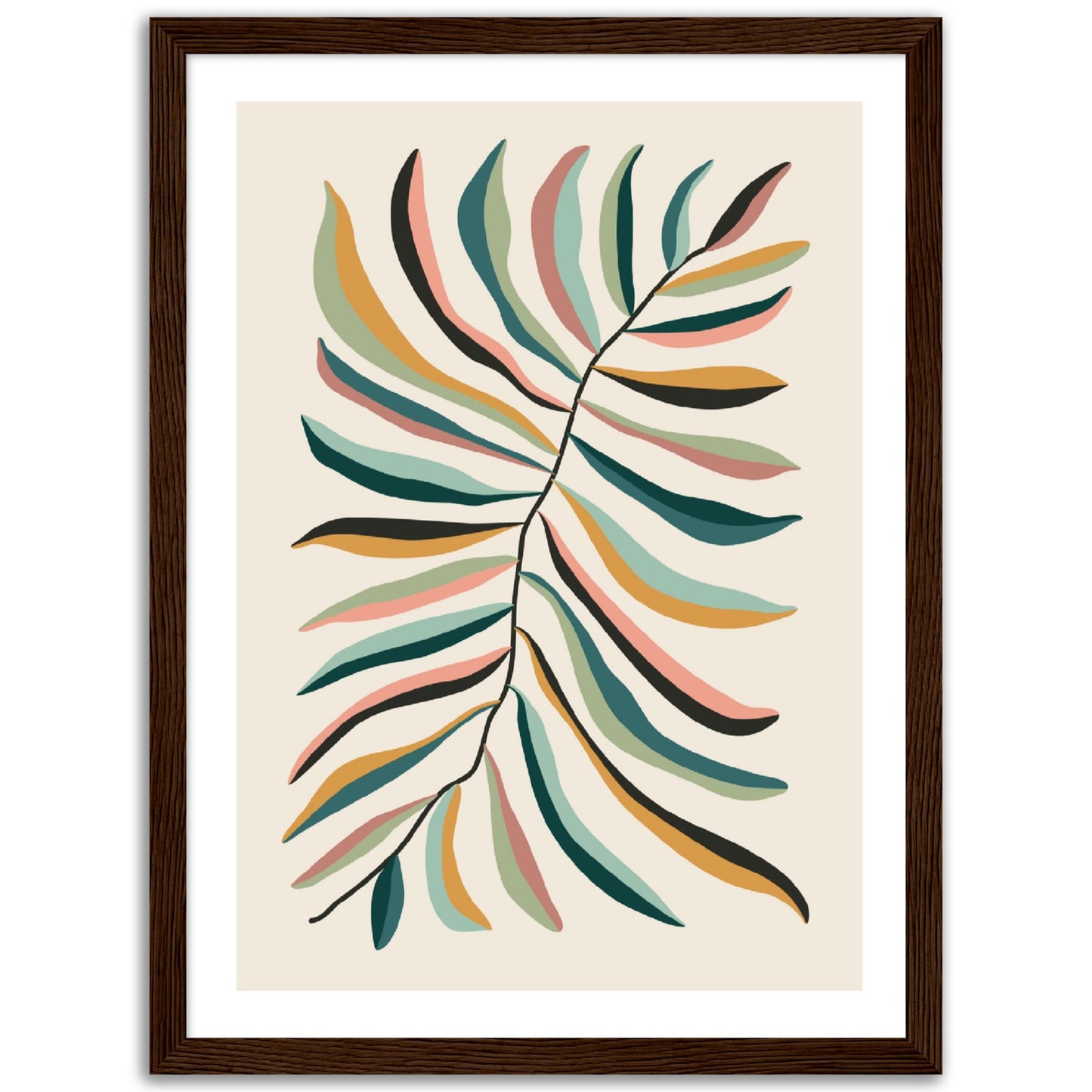 Abstract Rainbow Leaves Print, No1