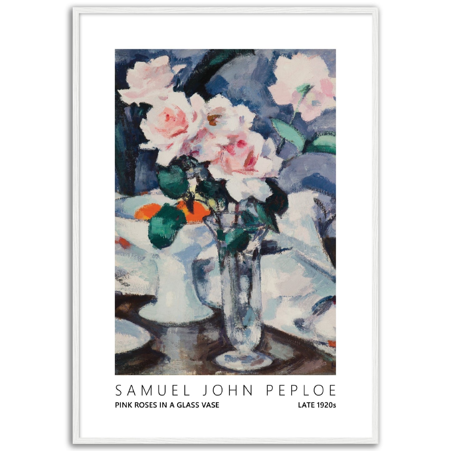 Pink Roses in a Glass Vase Print
